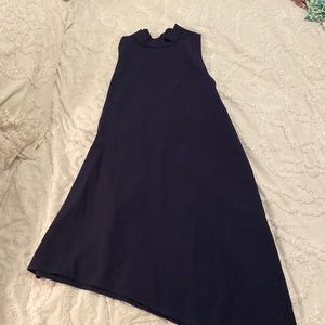 Cute navy asymmetrical dress with waist detail